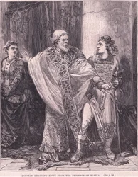 Dunstan zieht Edwy aus der Gegenwart von Elgiva